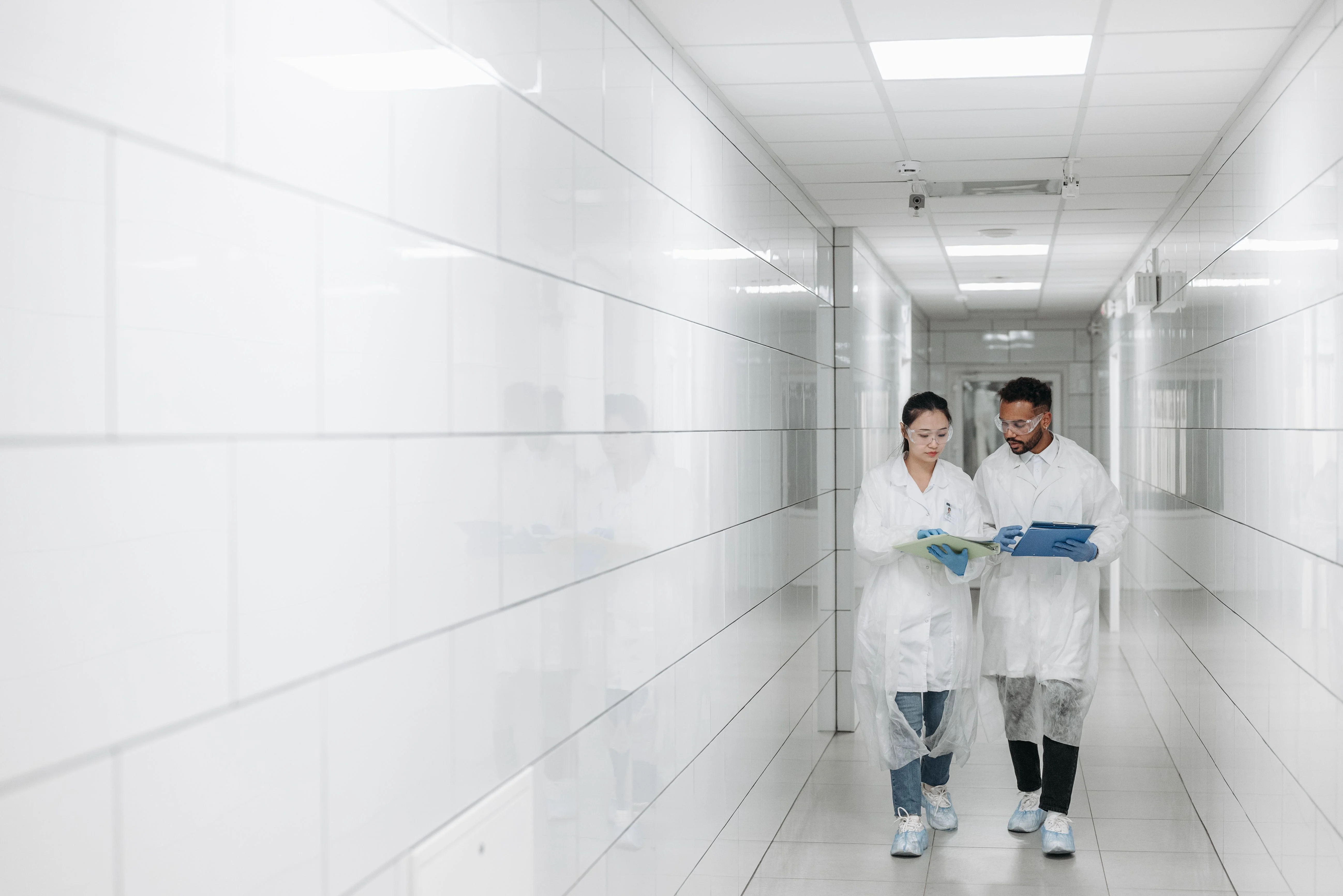 Scientists working in a modern lab in a polar environment